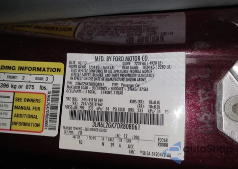 2013 Lincoln Mkz from USA, damaged, VIN 3LN6L2GK7DR808061